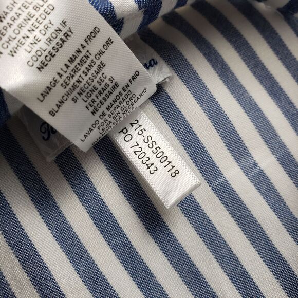 Tommy Bahama Chambray Striped Boyfriend Beach Cover Up Shirt Womens Large - Picture 10 of 14